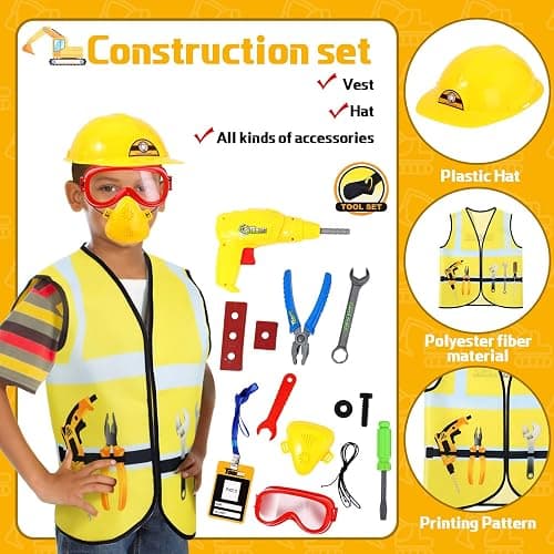 Deekin 5 Sets Kids Dress up Costumes, Toddler Dress up Clothes for Boys Girls, Community Helpers Construction Worker Police Firefighter Doctor Surgeon Pretend Outfits for Ages 3–7 thumbnail 2