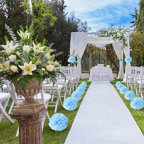 18pcs Tissue Hanging Paper Pom-poms, Hmxpls Flower Ball Wedding Party Outdoor Decoration Premium Tissue Paper Pom Pom Flowers Craft Kit (Blue & White), 8"/ 10"/ 12" thumbnail 7