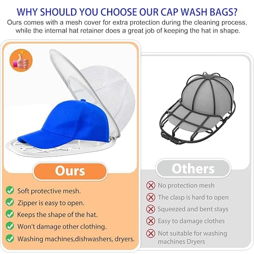 Hat Washer Cage Hat Cleaner for Baseball Caps Fit for Adults and Kids Hats, White thumbnail 4