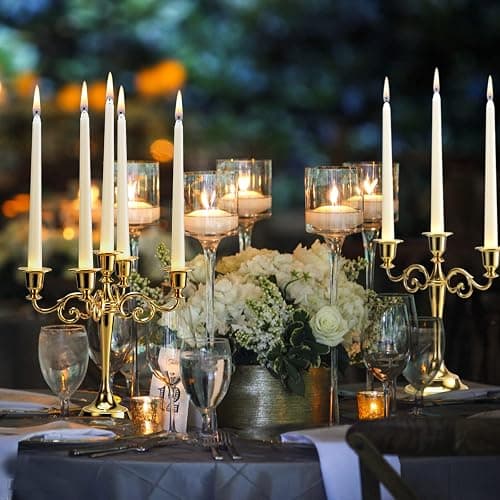 flamecan Ivory Taper Candles, Set of 20 Unscented and Smokeless 10 Inch Taper Candles Long Burning, Paraffin Wax with Cotton Wicks for Burning Approxinately 7-8 Hours Time thumbnail 6