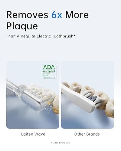 Laifen Wave Electric Toothbrush, Oscillation & Vibration Sonic Electric Toothbrush for Adults with 3 Brush Heads, IPX7 Waterproof ADA Accepted Travel Powered Toothbrush (Stainless Steel) - Stainless Steel thumbnail 3