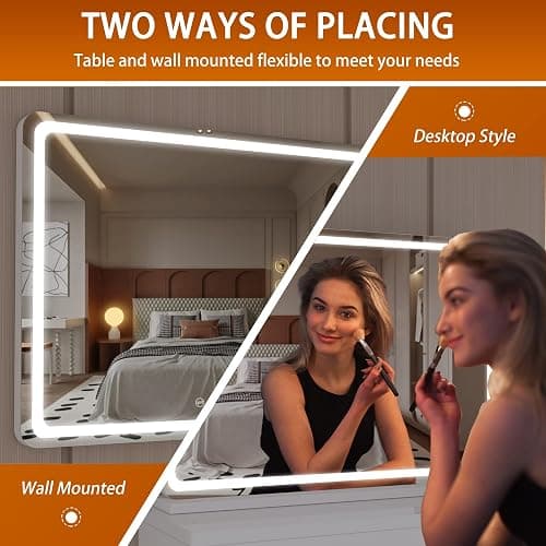 Hasipu Vanity Mirror with Lights, 70 x 50cm LED Makeup Mirror, Lighted Make up Mirrors with Dimmable 3 Modes, Touch Screen Control Vanity Mirrors Round White thumbnail 4