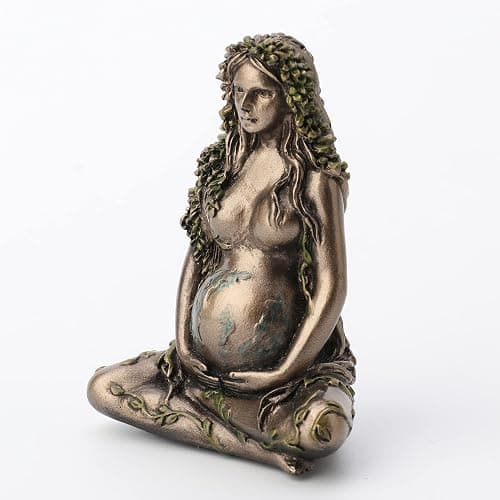 Veronese Design 2.5" Mother Earth Gaia Sitting Lotus Pose Resin Figurine Painted Bronze Finish thumbnail 5