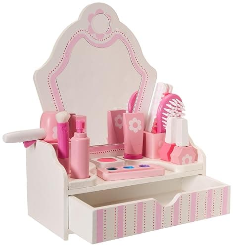 Melissa & Doug Wooden Beauty Salon Play Set, 18-Piece Vanity with Pretend Play Toys, Makeup, Mirror, Accessories & More, Preschool Toys for Girls & Boys Ages 3+ - FSC Certified thumbnail 4