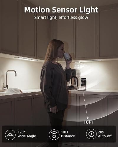 EZVALO Under Cabinet Lighting, 2200mAh Closet Lights with 2 Extra Batteries, 3 Color Temps Motion Sensor Lights Indoor, LED Lights for Closet, Pantry, Kitchen thumbnail 2