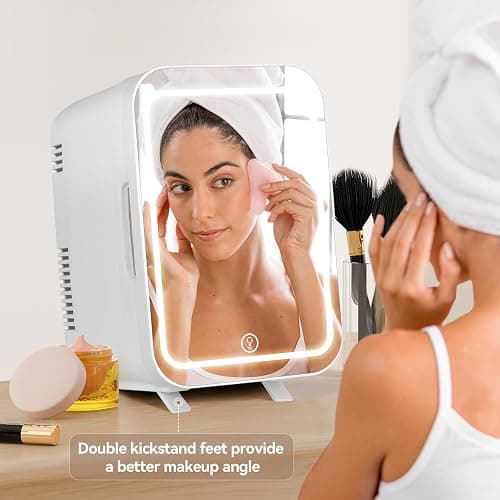 ARTETHYS Mini Fridge for Bedrooms, 4L Skincare Fridge with LED Mirror | Small Fridges for Bedroom, Portable 6 Can Cosmetic Cooler & Warmer, Beauty Fridges, AC DC 12V for Car, Camping, Makeup thumbnail 3