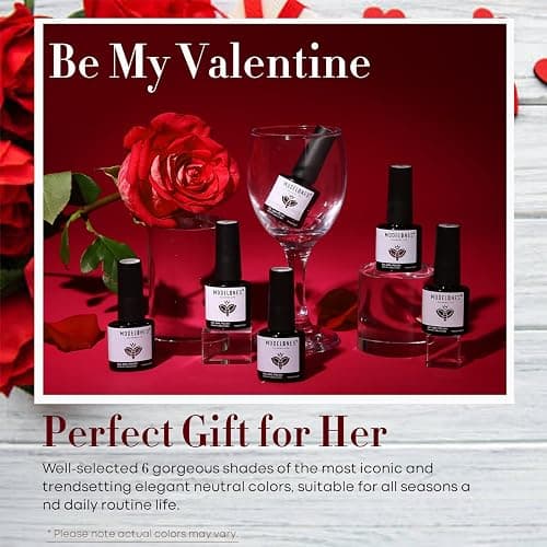modelones Red Gel Nail Polish Set 6 Colors, White Glitter Sparkle Bright Burgundy Dark Rose Champagne Silver Candy Cane Nail Polish Kit Soak Off Nail Art Manicure Salon DIY Gift Women thumbnail 8