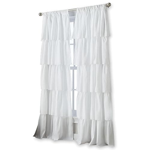 Curtainworks Flounced Curtain Panel, 84-inch, White,1Q82460GWT thumbnail 2