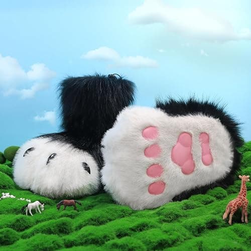 hbbhml Animal Fuzzy Slippers Bear Cat Wolf Dog Fox Fursuit Feet Paw Claw Shoes Furry Boots Costume Accessories for Adult Kids | Animal, Furry, Costume, Boots, Shoes, Paw, Claw, Bear, Cat, Wolf thumbnail 3