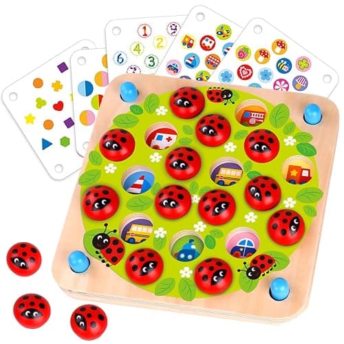 Nene Toys Ladybug’s Garden Memory Game – Wooden Matching Games for Toddlers 3-5 – Travel Toy for Boys Girls, Road Trip Essentials for Toddler, Airplane, Car - Ideal Christmas, Birthday Gifts - Image 1