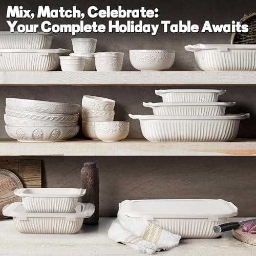 Artena Soup Bowls 32 OZ, Cereal Bowls Set of 4, Embossment Ceramic Ramen Bowls, 6.3 Inch White Salad Bowls, Large Dinner Bowls for Pho, Noodle, Pasta, Snacks, Dishwasher Microwave Safe, Damask Floral thumbnail 7