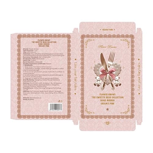 Flower Knows The Sweetie Bear Hand Mirror,Vintage Portable Handheld Mirror,Fancy & Pretty Princess Mirror with Long Handle,Gift for Girls(Creamy Pink) thumbnail 8