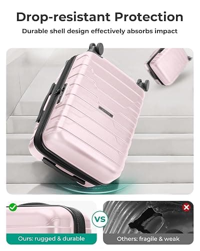 BAGSMART Carry On Luggage 22x14x9 Airline Approved with Spinner Wheels,Lightweight 20 Inch Luggage with TSA Lock,Expandable Hard Shell Carry On Suitcases for Men Women,Pink thumbnail 7