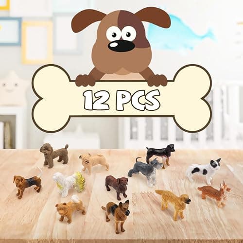 DOITEM Dog Figures for Kids, 12pcs Plastic Realistic Puppy Figurines, Small Dog Cake Topper, Learning Educational Toys Cake Toppers Birthday Gift for Kids Toddlers thumbnail 2