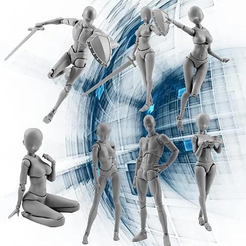 gnallang Action Figures PVC Model (Grey Color) with Box Drawing Figure Models for Artists(Female+Male) thumbnail 7
