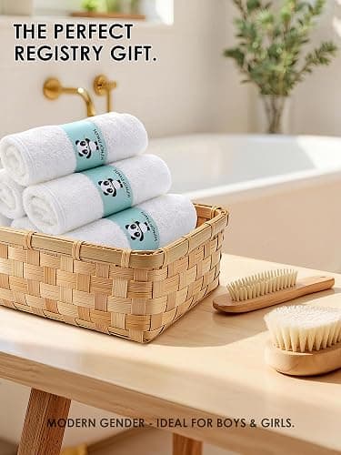 HIPHOP PANDA Baby Washcloths, Rayon Made from Bamboo - 2 Layer Ultra Soft Absorbent Newborn Bath Face Towel - Reusable Baby Wipes for Delicate Skin - White, 6 Pack thumbnail 6