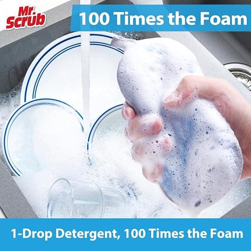 Sponges Kitchen Dish Sponge for Washing Dishes Cleaning Kitchen, All-Purpose, 6 Pack, Non Scratch, Rough Scrubbers Side for Non-Stick Cookware, Soft Microfiber Scrub Side for Dishes, Mr. Scrub thumbnail 7