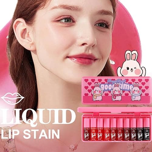 Eakroo 10 Colors Lip Tint Stain Set, Korean Lip Gloss Watery Lip Stain Tint Moisturizing Mini Liquid Lipstick Set, Multi-Use Lip and Cheek Tint, Non-Stick Cup, High Pigment, Long-Lasting, Vivid Color thumbnail 2
