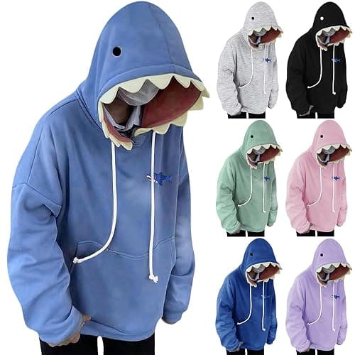 Women Cute Shark Hoodie Unisex Casual Long Sleeve Hooded Sweatshirt Kawaii Animal Sweatshirts Casual Pullover Top thumbnail 7