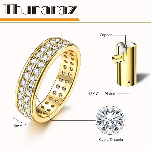 THUNARAZ 18K Gold Plated Dainty Stacked Rings Women Elegant Stackable Ring Sets for Women Gold Cubic Zirconia Thumb Rings Gold Silver Non Tarnish Wedding Bands Promise Stacking Ring Jewelry thumbnail 5