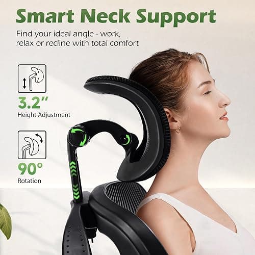 AreShark Office Chair Ergonomic Desk Chairs with Adjustable Lumbar Support& Headrest Hanger, High Back Breathable Mesh Chair with Wheels, Rolling Swivel Comfy Task Computer Chair for Home Work Gaming thumbnail 3