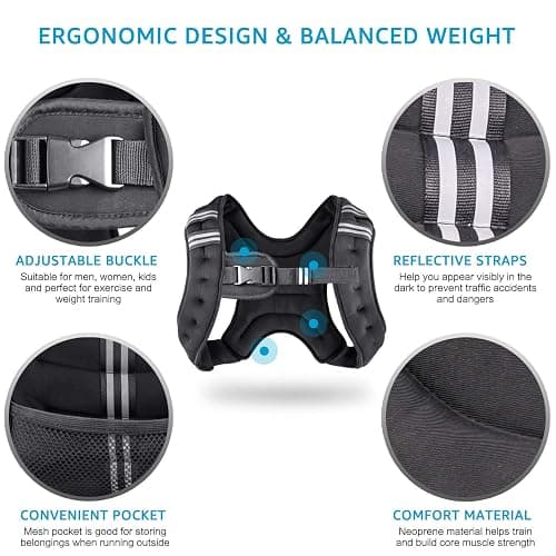 Henkelion Weighted Vest Weight Vest for Men Women Kids Weights Included, Body Weight Vests Adjustable for Running, Training Workout, Jogging, Walking thumbnail 5