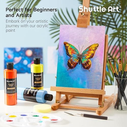 Shuttle Art 18 Colors Acrylic Paint Bottle Set (250ml/8.45oz), Rich Pigmented Bulk Painting Supplies for Artists, Beginners and Kids on Rocks Crafts Canvas Wood Ceramic thumbnail 2