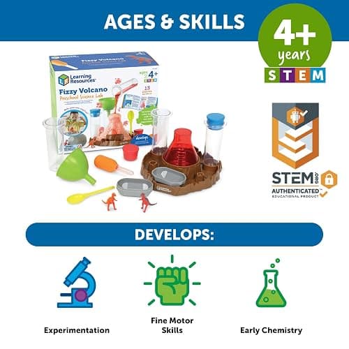 Learning Resources Forschungslabor „Blubbernder Vulkan“ für Vorschüler, ab 4 Jahren, Kinder-Chemiebaukasten mit schäumender Reaktion, Mint-Spielzeug für Kinder, 13-teilig thumbnail 5