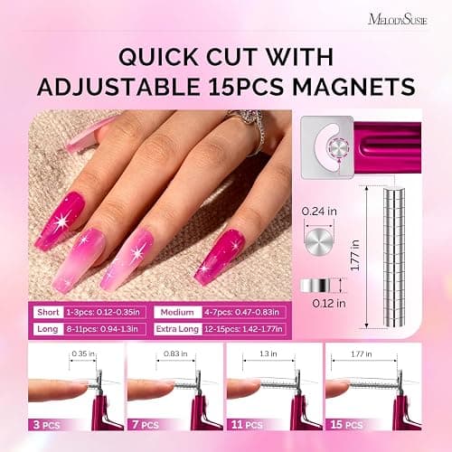 MelodySusie Acrylic Nail Clippers with 15pcs Magnet Sizers, Professional Nail Clippers Cutters for Long Acrylic Gel Nails Tips, Adjustable Stainless Nail Trimmer, Manicure Tool for Salon Home, Plum thumbnail 2
