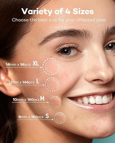 TKTK Pimple Patch Acne Patch, 4 Sizes 560 Patches Acne Absorbing Cover Patch, Hydrocolloid Invisible Acne Patches For Face Zit Patch Acne Dots Tea Tree, Calendula Oil - 4 Pack thumbnail 2
