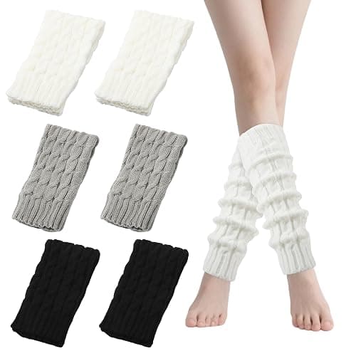 3 Pairs Leg Warmers for Women, Knitted Leg Warmers Knit Winter Thermal Warm Leg Warmer Long Socks Boot Cuffs for Women Girls - Image 1