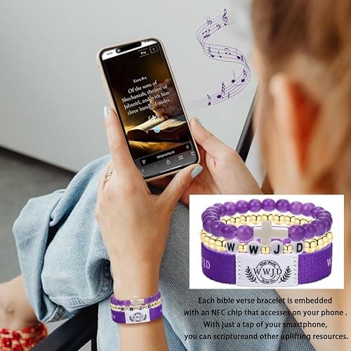 BOMAIL 3PCS WWJD Bracelets for Women Men - Faith Cross Bracelets Set What Would Jesus Do Bible Verse Wristband Bracelets Religious Inspirational Jesus Christian Jewelry Gifts thumbnail 2