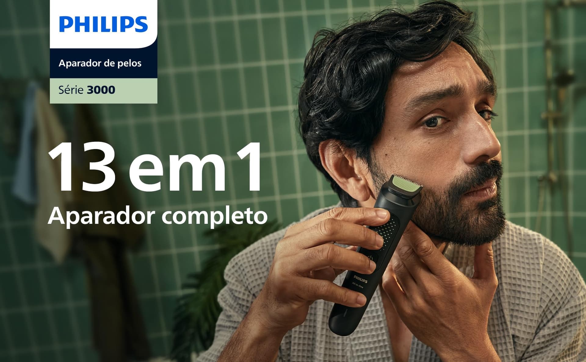 Philips Multigroom Aparador de Pelos 13 em 1 - Barbeador elétrico e Aparador para Rosto, Cabeça e Corpo, Lâminas Autoafiáveis e Amigáveis à Pele, 13 Configurações de Comprimento, Modelo MG3941/15 thumbnail 4