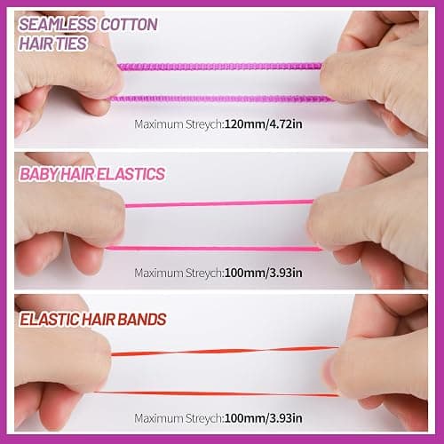 Teenitor Elastic Hair Ties, Hair Accessories for Girls, Colorful Baby Elastic Hair Bands Set Rubber Bands for Hair with Hair Clips thumbnail 7