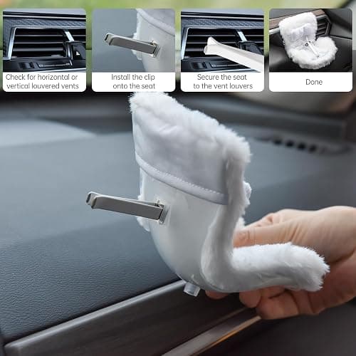 Doll Car Seat Compatible with Bubudoll, Small Seat for 10-17cm Blind Box Toys, Including Air Vent Clip, Desktop Stand, Adjustable Safety Strap, Airflow-Friendly Design, Ideal Car Decor Gifts(White) thumbnail 4