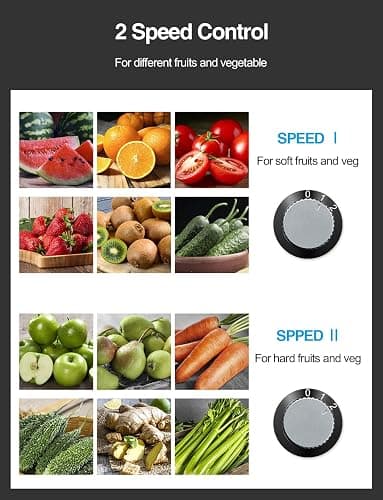 Qcen Juicer Machine, 800W Centrifugal Juicer Extractor with Wide Mouth 3” Feed Chute for Fruit Vegetable, Easy to Clean, Stainless Steel, BPA-free (Black) thumbnail 4