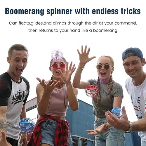 MERRYHOME 2025 Flying Orb Ball Toy: Boomerang Hover Ball Flying Toys, Magic RGB Lights Controller Mini Drone, Floating Ball Toy Fly Spinners Cool Stuff for Kids Adults Birthday Gift (Pink) thumbnail 2