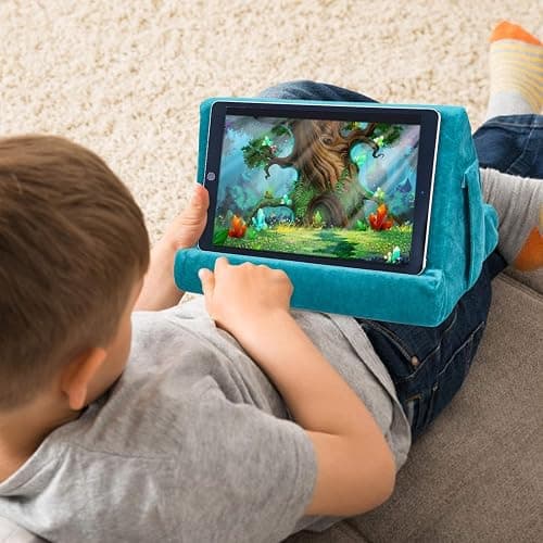Sttargxing Multi-Angle Tablet Stand with Soft Pad Cushion and Net Pocket - Universal Phone and Pad Holder for Lap, Knee, Sofa and Bed (Light Blue) thumbnail 7