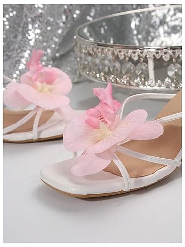 MakeMeChic Women's Open Toe Floral Kitten Heels Flower Summer Beach Sandals thumbnail 7