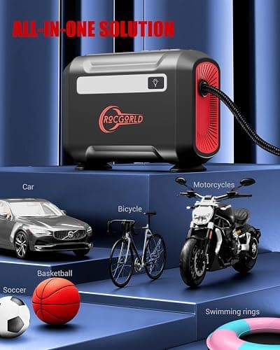 ROCGORLD R8 Tire Inflator Portable Air Compressor, DC 12V Air Compressor Portable with Large Dual Digital Screen, 3X Faster Inflation Air Pump for Car, Bike, Ball, Motor thumbnail 8