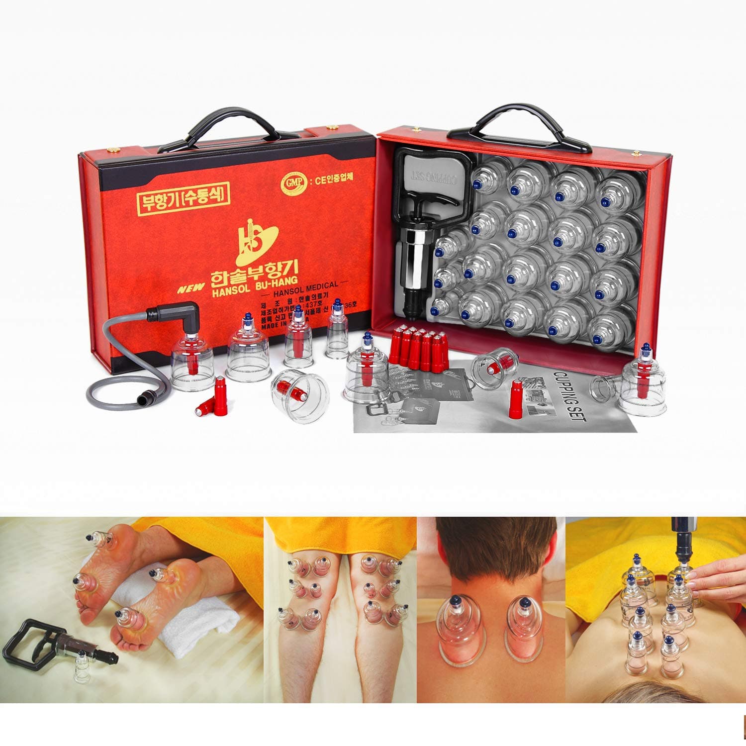 Hansol Professional Cupping Therapy Equipment Set with pumping handle (19 Cups/English Manual (Made in Korea)) thumbnail 3
