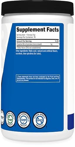 Nutricost Creatine Monohydrate Powder (Blue Raspberry), 500 Grams (1.1 LBS) thumbnail 5