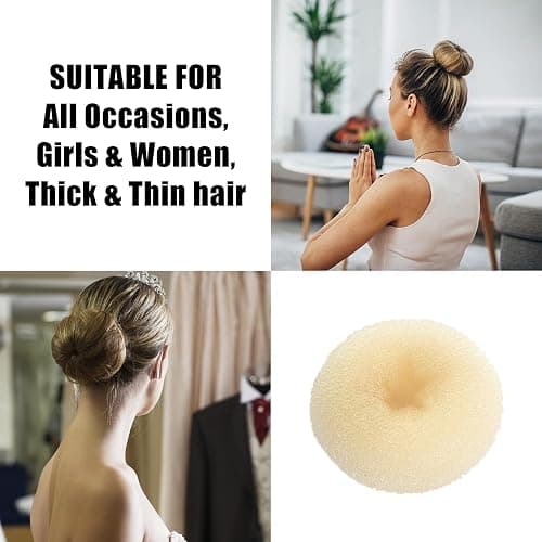 CORTNEY Hair Donuts for Buns Maker Set, 6 Pcs Beige Hair Bun Ring Maker, 30 Pcs Blonde U Shaped Hair Pins, for Doughnuts Chignon Hair Styles, Ballet Dancers Kids Girls and Women thumbnail 5