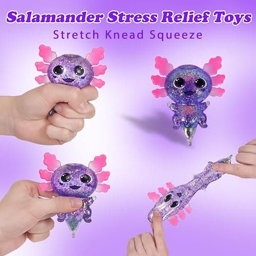 Axolotl Squishy Stress Ball, Soft TPR Slow Rising Squeeze Toy, Cute Axolotl Fidget Toy for Stress Relief, Anxiety Calming Sensory Toy for Kids Adults(Purple BigEars Axolotl) thumbnail 3