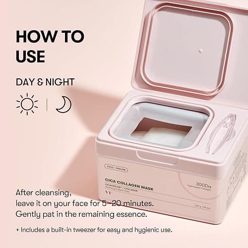 VT COSMETICS CICA Pink Daily Mask 30 Sheets, 300Da Low Molecular Collagen for Skin Elasticity, Hydrating & Firming, Pink Collagen Essence, Korean Face Mask thumbnail 5