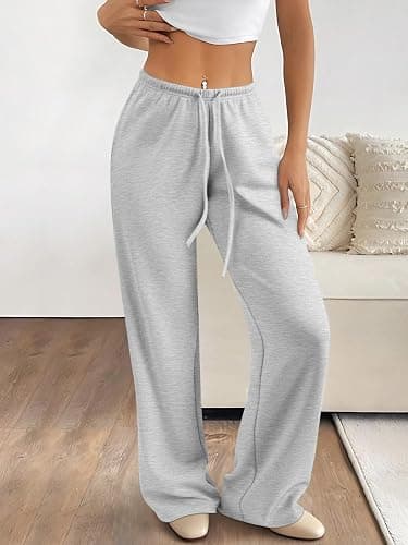 ATHMILE Womens Wide Leg Sweatpants Air Fabric Straight Lowrise Drawstring Elastic Low Waist Fall Clothing Pockets 2025 thumbnail 5
