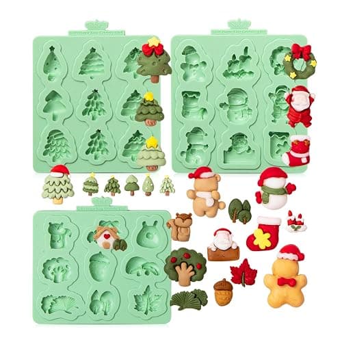 KALAIEN 3 Pcs Christmas Chocolate Molds,Christmas Tree Cake Mold,Santa Claus Fondant Candy Mold for Clay,Candle,Cake Topper Decoration Supplies - Image 1