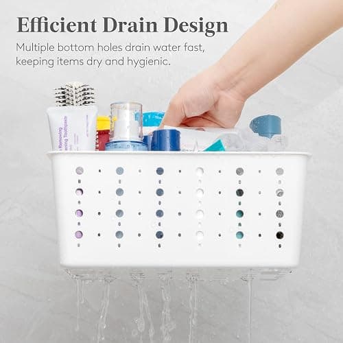Lifewit Shower Caddy Portable, Caddy Organizer with Handle and Adjustable Dividers, Plastic Shower Basket for Dorm Room Essentials, College, Bathroom, White, 1 Pack thumbnail 5
