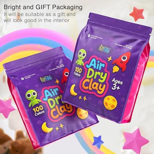 FlyFlag Air Dry Clay - 100 Colors, Ultra Light and Soft, Non-Toxic Modeling Clay for Kids with Tools and Tutorials, for Creative Play and Learning thumbnail 7