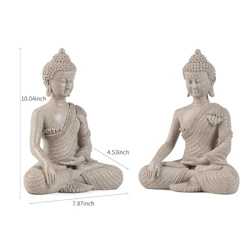 Buddha Statue for Home Decor Beige White-Buddha Statue Large for Spiritual 10.2''-Buddha Decor for Living Room-Buddha Statues for Zen Decor –Indoor Buddha Gift for Shrine , Meditation or Relaxation thumbnail 3